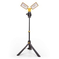 Lutec Peri 6290L 5000 Lumen 38 Watt Dual-Head Led Work Light With Telescoping Tripod, Work Light With Stand Rotating Waterproof Lamps And 8 Ft 2-Prong Power Cord