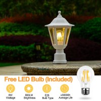 Fudesy Outdoor Post Light, Outdoor White Lamp Post Light Fixture With Pier Mount Base, Waterproof Pole Light Fixture With E26 Socket, Exterior Lamp Post Lantern For Garden Yard Patio Pathway