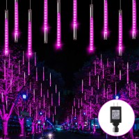 Blingstar Meteor Shower Lights 30Cm 10 Tubes 240 Led Christmas Lights Plug In Snowfall Led Lights Outdoor Waterproof Falling Rain Lights For Tree Holiday Porch Yard Patio Roof Party Decoration, Purple