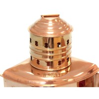 This beautiful copper port side red lantern is a completely functional oil lamp in classic antique style The oil burner is in great working condition and produces clear light through These oilburning lanterns were made to be lit and hoisted to the top of 