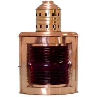 This beautiful copper port side red lantern is a completely functional oil lamp in classic antique style The oil burner is in great working condition and produces clear light through These oilburning lanterns were made to be lit and hoisted to the top of 