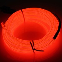 Jiguoor El Wire Battery Pack 9.8Ft / 3M Bright Neon Light Strip 360 Illumination Neon Tube Rope Lights For Diy, Festival, Party Decoration, Pub, Halloween, Chrismas (9.8Ft / 3M, Red)