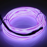 Jiguoor El Wire Battery Pack 9.8Ft / 3M Bright Neon Light Strip 360 Illumination Neon Tube Rope Lights For Diy, Festival, Party Decoration, Pub, Halloween, Chrismas (9.8Ft / 3M, Purple)