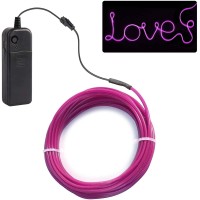 Jiguoor El Wire Battery Pack 9.8Ft / 3M Bright Neon Light Strip 360 Illumination Neon Tube Rope Lights For Diy, Festival, Party Decoration, Pub, Halloween, Chrismas (9.8Ft / 3M, Purple)