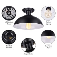 Vintage Rustic Semi Flush Mount Ceiling Light, Farmhouse Black Ceiling Light Fixture E26 Base, Industrial Ceiling Lights For Hallway Stairway Foyer Kitchen Porch Entryway (2 Pack)