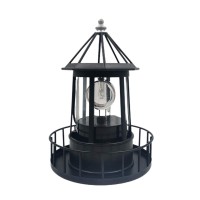 Calidaka Led Solar Powered Lighthouse,360 Degree Rotating Lamp Waterproof Garden Smoke Towers Statue Lights For Outdoor Garden Pathway Patio Courtyard Decoration