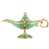 Gusnilo Vintage Aladdin Magic Lamp Genie Collector'S Edition /Wedding Table Decoration,Collectable Rare Classic Arabian Props Aladdin Pot & Delicate Gift For Party/Birthday(Green)