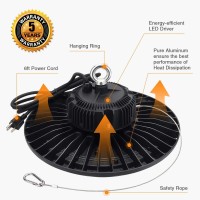 Beult 100W Ufo Led High Bay Light 15000Lm 5000K Ip65 Ul Approved 6 Cable With Us Plug Alternative To 400W Mhhps Widely Used Fo