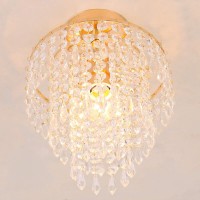 Frixchur Mini Size Crystal Chandelier Modern Flush Mount Ceiling Light 3 Tiers Raindrops Crystal Pendant Lighting Fixture Decora