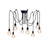 Lonruis Spider Lights Vintage Chandelier Spider Lamp Fixtures 8 Arms Edison Industrial Hanging Ceiling Multiple Pendant Light Diy Kit For Kitchen Farmhouse Living Room(Each With 1.5M/59In Long Cord)