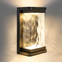 Lutec 1000 Lumen Outdoor Led Wall Light Fixture Dusk To Dawn Porch Light Wall Sconce With Seeded Glass Matte Black Wall Lanter