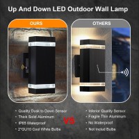 Outdoor Wall Lights, Dusk To Dawn Outdoor Lighting Fixtures Wall Mount - Etl Listed,Aluminum Waterproof Front Door Lights 5000K - Up Down Light Fixture For Porch, Backyard And Patio (Square 3 Pack)