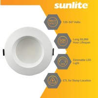 Sunlite 87734-Su Led 10-Inch Cct Round Color And Power Selectable Recessed Light Fixture, Dimmable, Multi Volt, 30K/35K/40K Color Temperature, Etl Listed, Energy Star White Finish