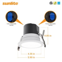 Sunlite 87734-Su Led 10-Inch Cct Round Color And Power Selectable Recessed Light Fixture, Dimmable, Multi Volt, 30K/35K/40K Color Temperature, Etl Listed, Energy Star White Finish