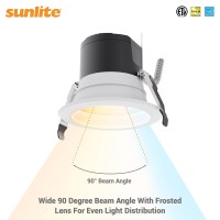 Sunlite 87734-Su Led 10-Inch Cct Round Color And Power Selectable Recessed Light Fixture, Dimmable, Multi Volt, 30K/35K/40K Color Temperature, Etl Listed, Energy Star White Finish