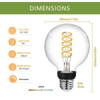 Meilux G25(G80) 6W Led Globe Light Bulbs, Neutral White 4000K, 6W Equivalent To 60W, 600Lm E26 Base Dimmable With 80+ Cri, Vintage Edison Led Filament Clear Bulbs For Bathroom Bedroom Vanity(6 Pack)