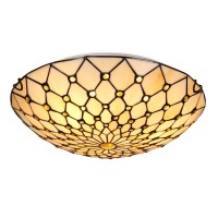 Artzone Tiffany Flush Mount Ceiling Light 3-Light 16 Inch Stained Glass Ceiling Light For Bedroom,Living Room, Entryway,Foyer