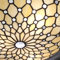 Artzone Tiffany Ceiling Light Flush Mount, 16 Inch Wide Stained Glass Ceiling Light For Bedroom,Living Room, Entryway,Foyer,3-Light