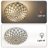 Artzone Tiffany Ceiling Light Flush Mount, 16 Inch Wide Stained Glass Ceiling Light For Bedroom,Living Room, Entryway,Foyer,3-Light