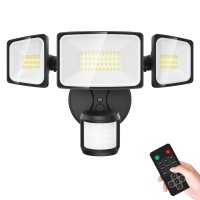 Onforu 65W Led Security Lights Motion Sensor Light Outdoor With Remote Control, Dusk To Dawn Security Lights, 3 Modes, 6500Lm, 6500K, Ip65 Waterproof Flood Light Motion Detector Hardwired Wall Light