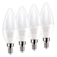 Dusk To Dawn Light Bulbs E12 Light Sensor Bulb 3000K Equivalent 60W E12 Led Candelabra Bulb,Auto On And Off For Home,Outdoor,Yard Light,Warm White (4 Pack)