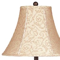 Benjara Bell Shape Fabric Shade Table Lamp With Ribbed Base, Set Of 2, Beige And Black