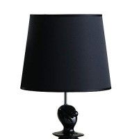 Benjara Fabric Shade Table Lamp With Polyresin Sitting Clown Base, Black