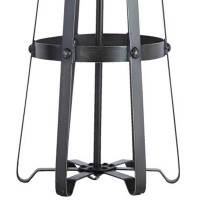 Illuminate your bedroom decor setting by bringing in this transitional style inspired Table Lamp which comes with round shape fabric shade and rests on caged metal base Incorporated with a 3 way switch it is accented in the hue of black