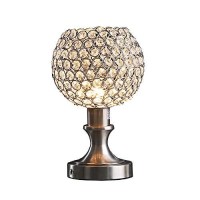 Benjara Acrylic Bead Globe Table Lamp With Metal Base, Silver