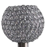 Benjara Acrylic Bead Globe Table Lamp With Metal Base, Silver