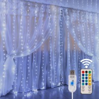 Home Lighting Window Curtain String Lights, 300 Led 8 Lighting Modes Fairy Copper Light With Remote, Usb Powered Waterproof For Christmas Bedroom Party Wedding Home Garden Wall Decorations, Cool White