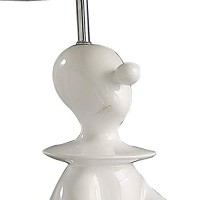 Benjara Fabric Shade Table Lamp With Polyresin Sitting Clown Base, White