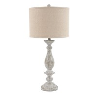 Drum Shade Table Lamp With Pedestal Base, Set Of 2, Beige And Off White