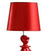 Benjara Fabric Shade Table Lamp With Polyresin Sitting Clown Base, Red