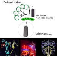 Maxlax El Wire Green Neon Wire Light 5 In 1 Meter Electroluminescent Wire For Halloween Decoration Christmas Party Diy Decor