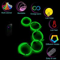 Maxlax El Wire Green Neon Wire Light 5 In 1 Meter Electroluminescent Wire For Halloween Decoration Christmas Party Diy Decor