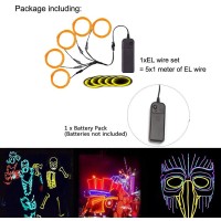 Maxlax El Wire Yellow Noise Reduction Neon Wire Light 5 In 1 Meter Electroluminescent Wire For Halloween Decoration Christmas