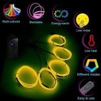 Maxlax El Wire Yellow Noise Reduction Neon Wire Light 5 In 1 Meter Electroluminescent Wire For Halloween Decoration Christmas