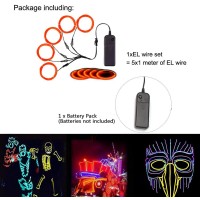 Maxlax El Wire Orange Noise Reduction Neon Wire Light 5 In 1 Meter Electroluminescent Wire For Halloween Decoration Christmas