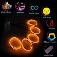 Maxlax El Wire Orange Noise Reduction Neon Wire Light 5 In 1 Meter Electroluminescent Wire For Halloween Decoration Christmas