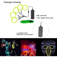 Maxlax El Wire Lime Green Noise Reduction Neon Wire Light 5 In 1 Meter Electroluminescent Wire For Halloween Decoration Chris