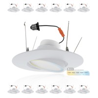 Nuwatt 6 Inch 12 Pack White Trim Retrofit Gimbal Led Recessed Downlight High Lumen 1200Lm 16W Selectable 5Cct 2700K 3000K 35