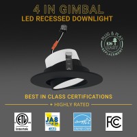 Nuwatt Black 4 Inch Gimbal Retrofit Led Recessed Lighting 5Cct Selectable 2700K3000K3500K4000K5000K High Brightness 750 Lm