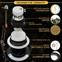 Nuwatt 6 Inch Led Black Gimbal Retrofit Recessed Lights Selectable 5Cct 2700K3000K3500K4000K5000K High Brightness 1200Lm