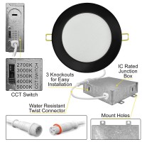 Nuwatt 6 Pack 4 Inch Ultrathin Led Recessed Lighting Black 5Cct 2700K3000K3500K4000K5000K Selectable 630Lm 9W Ic Rated