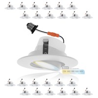 Nuwatt 24 Pack Retrofit 4 Inch Gimbal Led Recessed Light White Trim High Lumen 750Lm 10W 5Cct 2700K3000K3500K4000K5000K