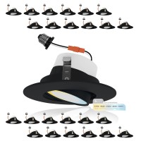 Nuwatt 24 Pack Black 4 Inch Gimbal Retrofit Led Recessed Lighting 5Cct 2700K3000K3500K4000K5000K 750 Lm 10W Dimmable Adju