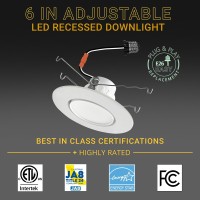 Nuwatt 6 Inch 6 Pack White Trim Retrofit Gimbal Led Recessed Downlight High Lumen 1200Lm 16W Selectable 5Cct 2700K 3000K 350