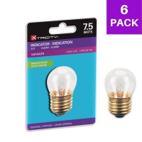 Xtricity 7.5W Incandescent Clear Night Light Bulb, S11, E26 Medium Base, 25 Lumens, Dimmable, 120V, (6 Pack)