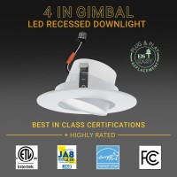 Nuwatt Retrofit 4 Inch Gimbal Led Recessed Light White Trim High Lumen 750Lm 10W 5Cct Selectable 2700K3000K3500K4000K500